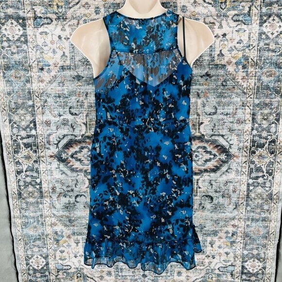 Converse One Star Blue Mini Dress Size M Ruffle Hem Tie Waist Sleeveless - Picture 7 of 11